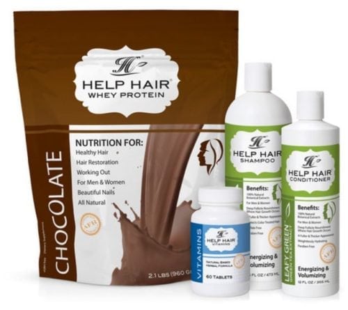 Sampler- 4 Step Program includes Help Hair® Chocolate Shake, Vitamins, Shampoo, and Conditioner