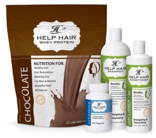 Sampler- 4 Step Program includes Help Hair® Chocolate Shake, Vitamins, Shampoo, and Conditioner